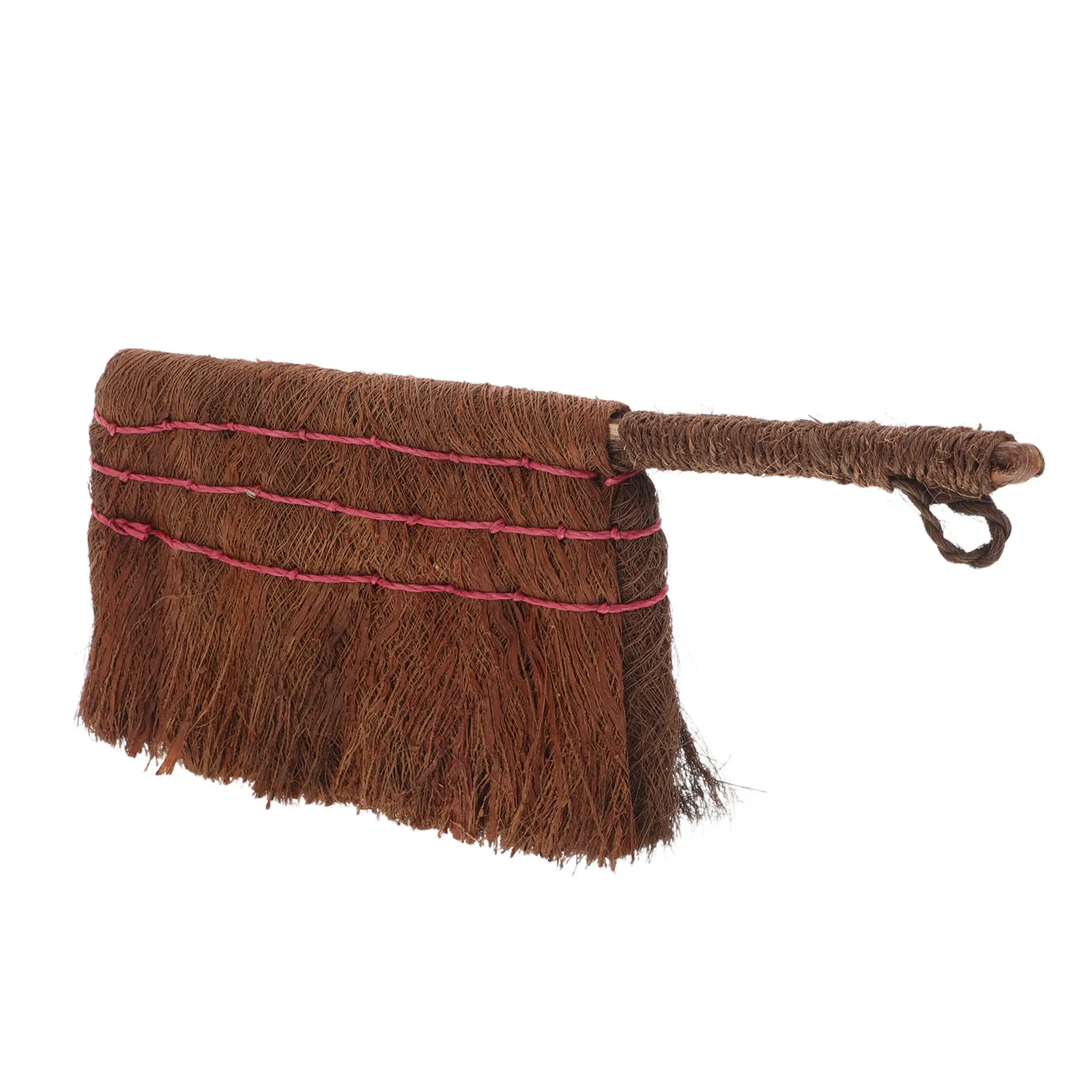 Coconut Palm Fiber Woven Brush Ergonomic Handle for Flowerpot Cleaning Planter Scrubbing Bonsai Care Vegetable Produce Washing