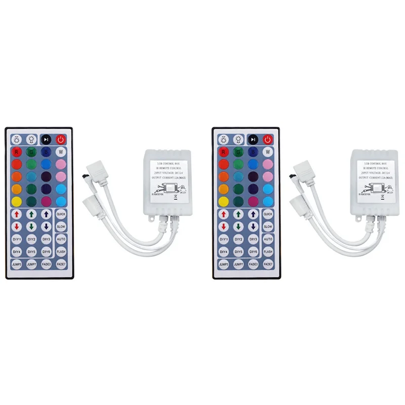 ABGI-2X DC12V RGB LED コントローラー + 44 キーリモコン RGB コントロールボックス IR ライトストリップコントローラー 2835 RGB ライトストリップ用