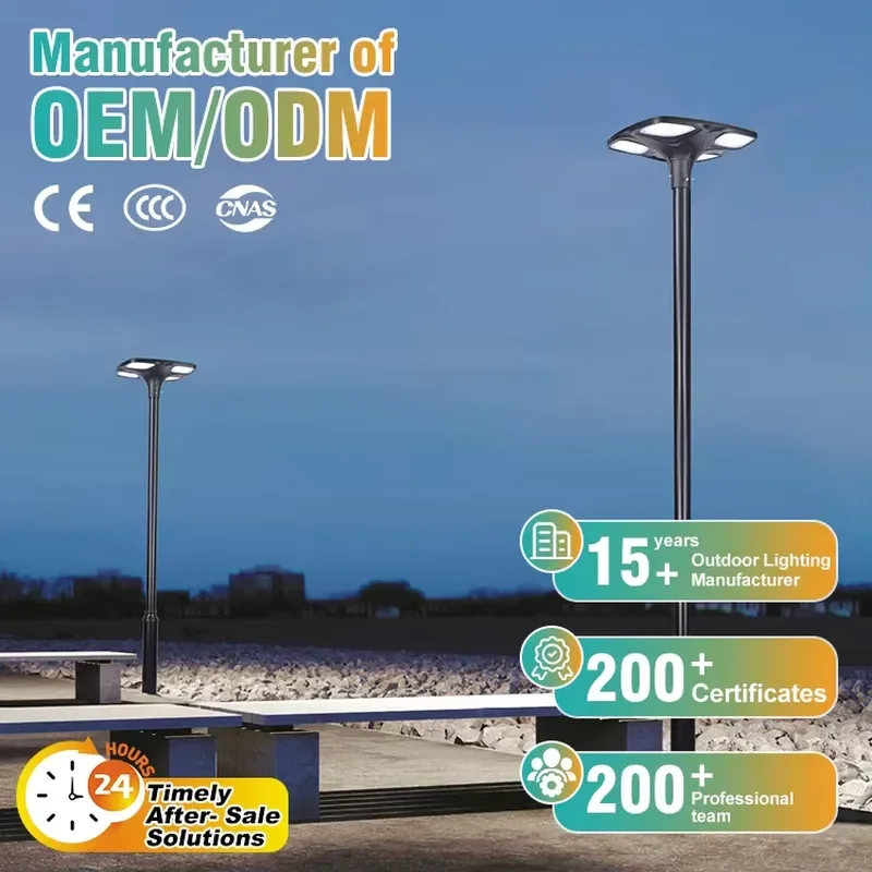 High Capacity Battery Long Life Span LED Solar Garden Post Lamp IP65 Waterproof Adjustable Color Temperature 50000 Hours