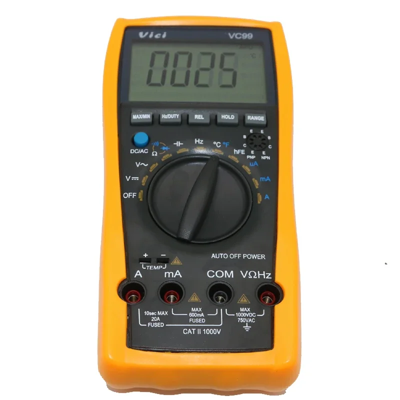 VC99 자동 범위 3 6/7 디지털 멀티미터 20A 전류계 저항 커패시턴스 온도 측정기 전압계 및 아날로그 리드 바