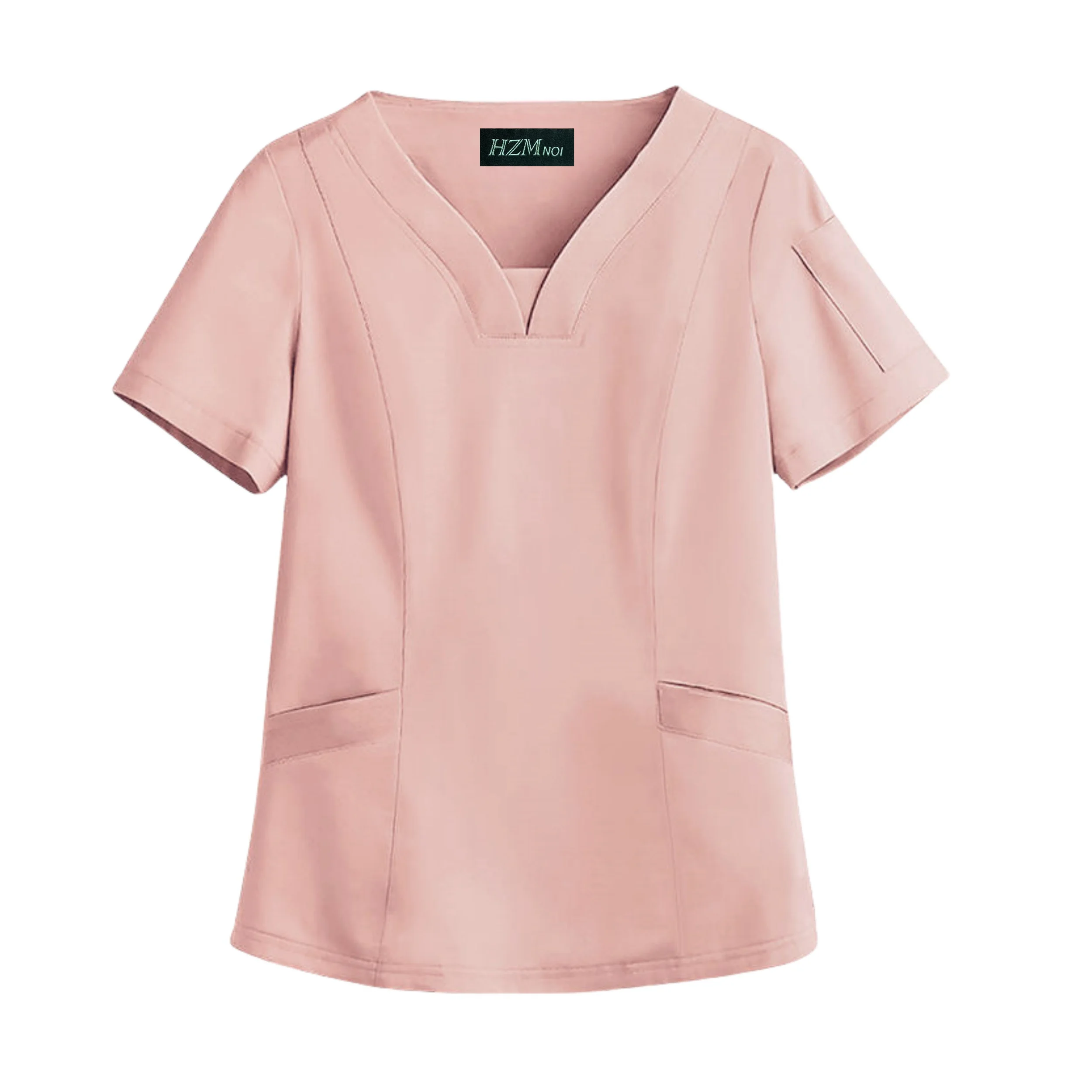 Uniforme feminino quebrável elástico, acessórios de enfermeira, tops slim fit, laboratório de verão geral, roupas para salão de beleza, elastano, moda