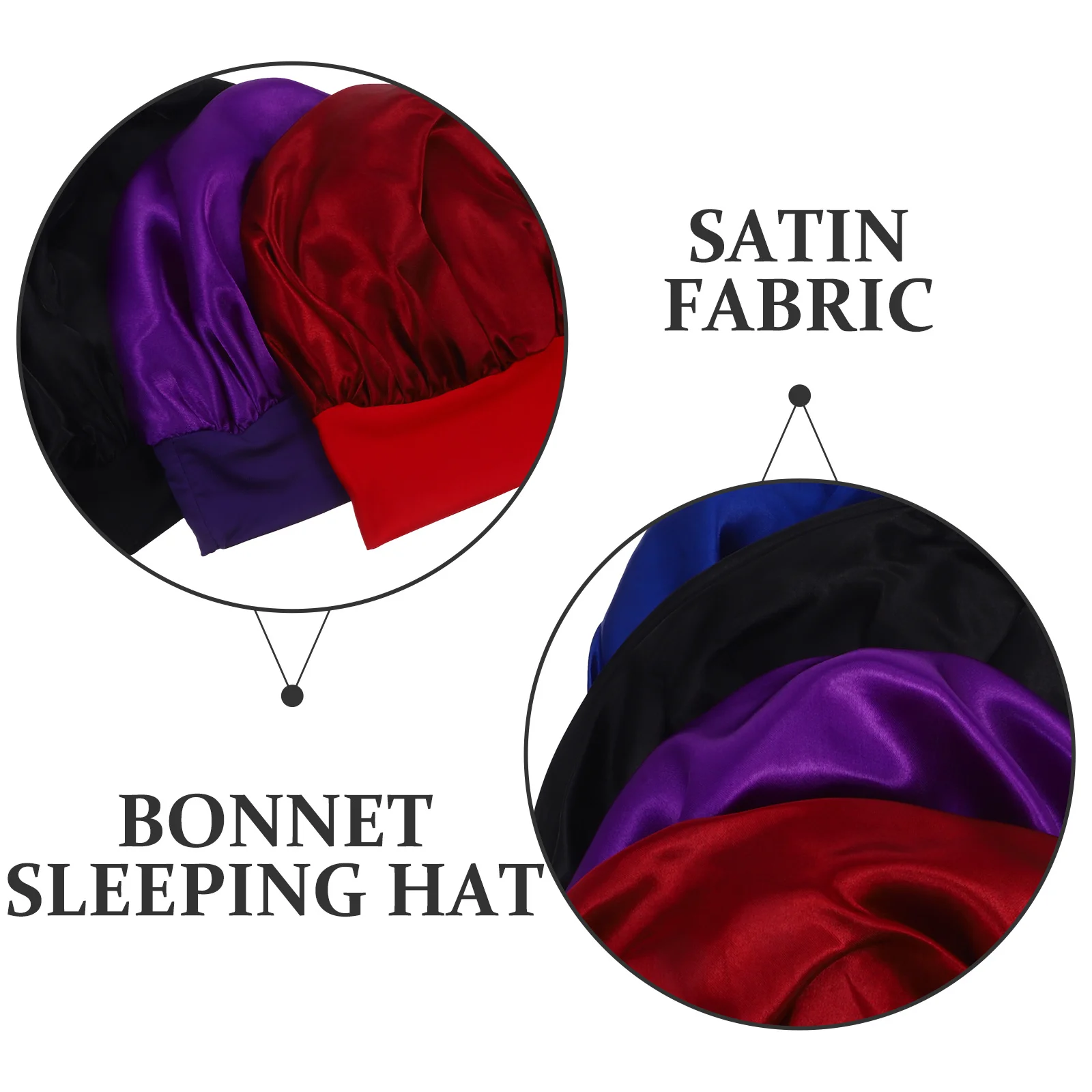 

4Pcs Satin Sleeping Bonnet Hair Wrap Wide Elastic Band Soft Night Sleep Hat Protector for Women Satin Bonnet for Sleeping