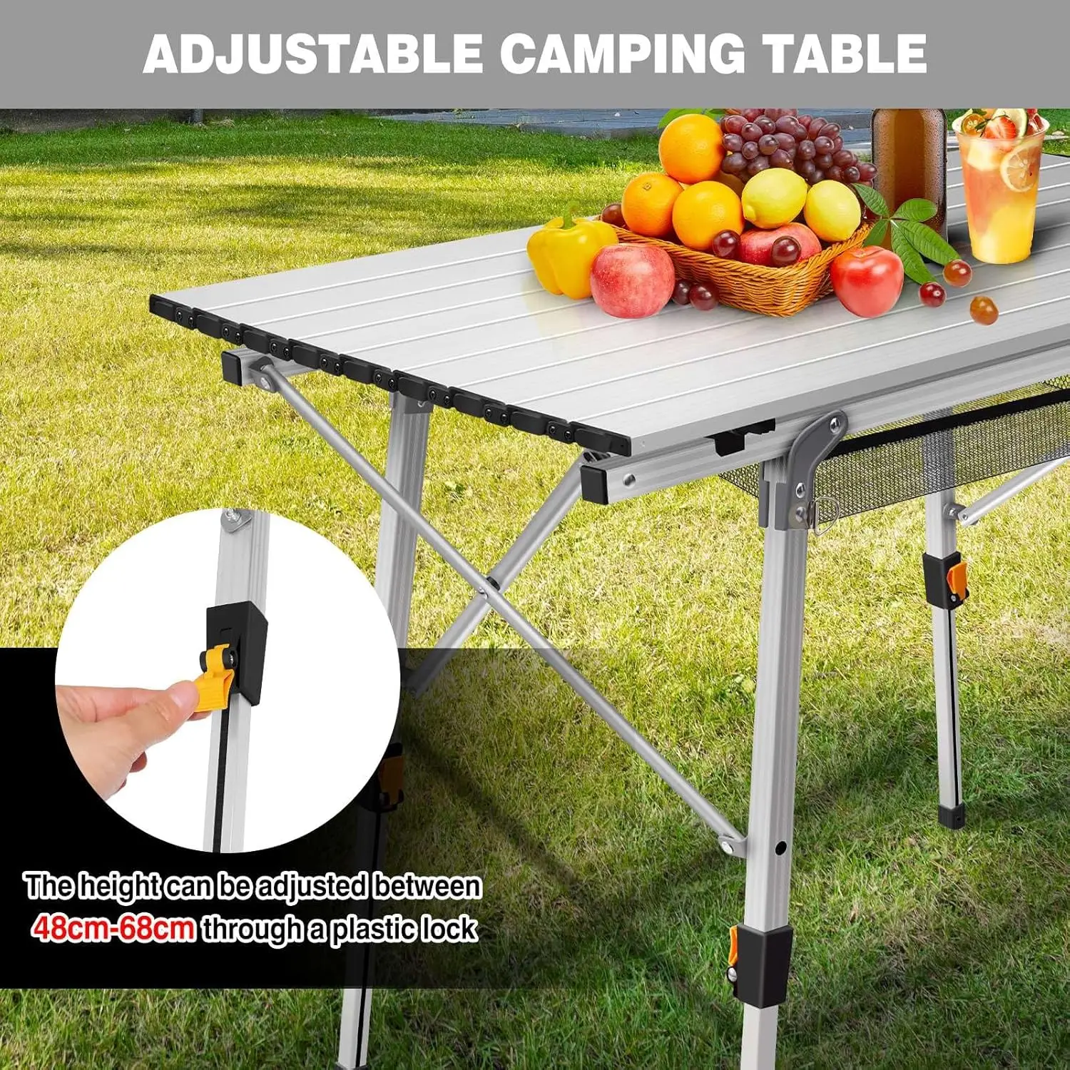 Folding Picnic Table, 3FT Foldable Camping Picnic Table, Outdoor Garden Balcony Market Kitchen Work Table Travel Camp Table