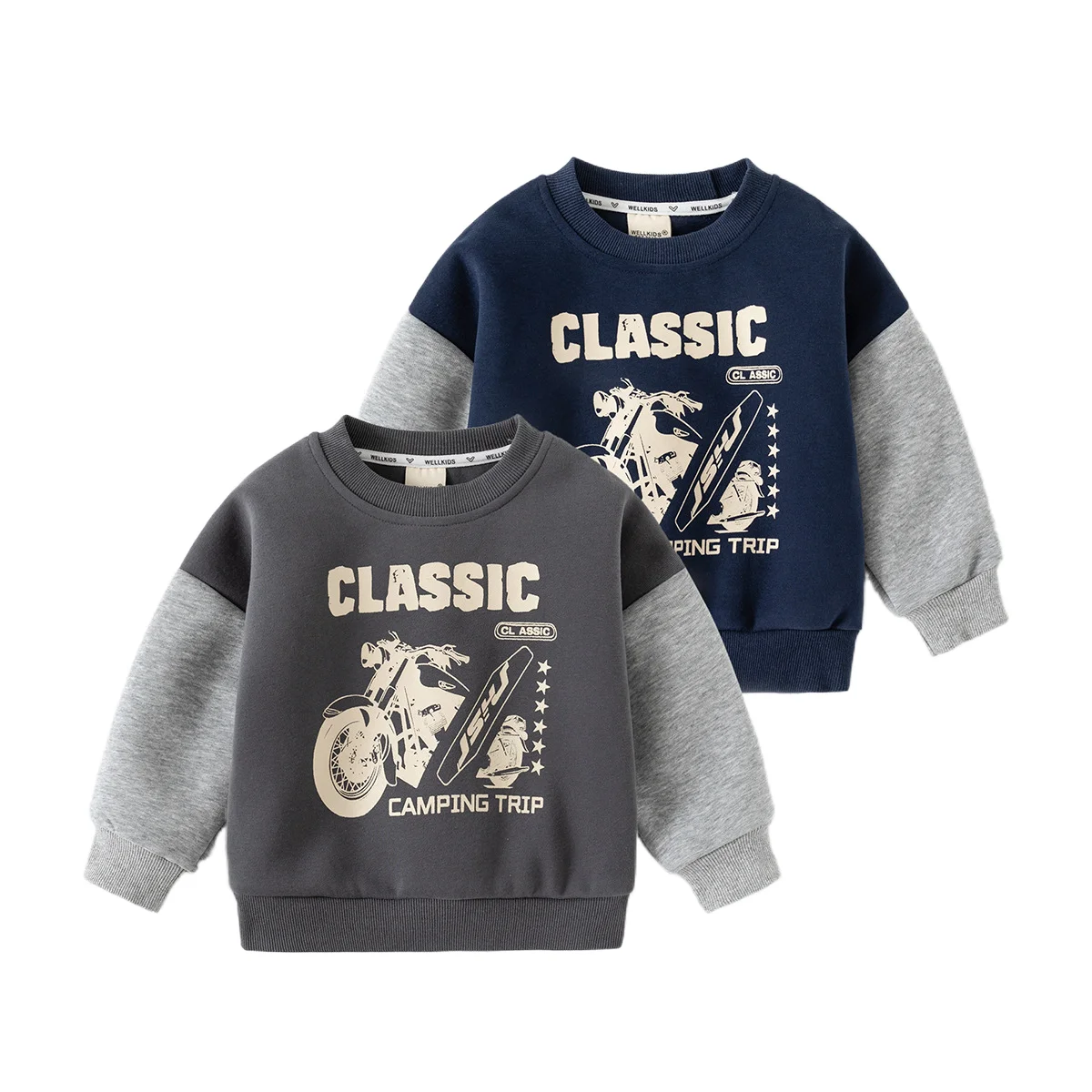 

Детский мотоциклетный свитшот с длинным рукавом и круглым вырезом, с буквенным принтом, Модный пуловер для мальчиков, модель весна-осень