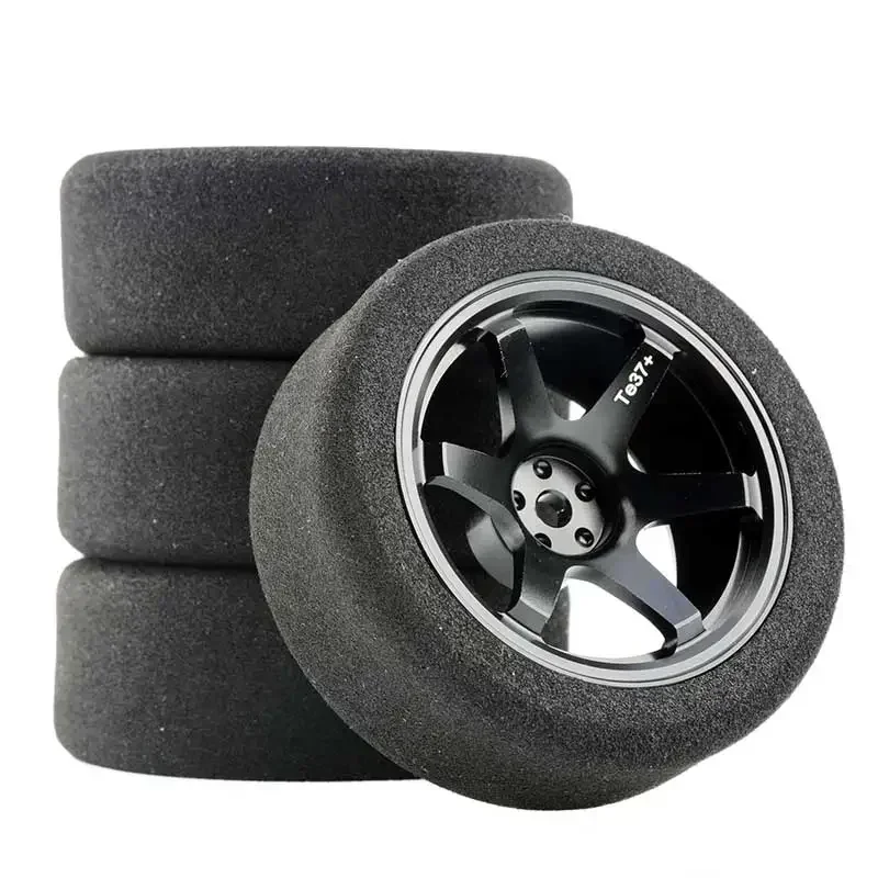1/10 Scale Sponge Tires and Wheel Rims with 3mm Offset and 12mm Hex fit RC HSP HPI On-Road Racing Car Model Toys Accessory