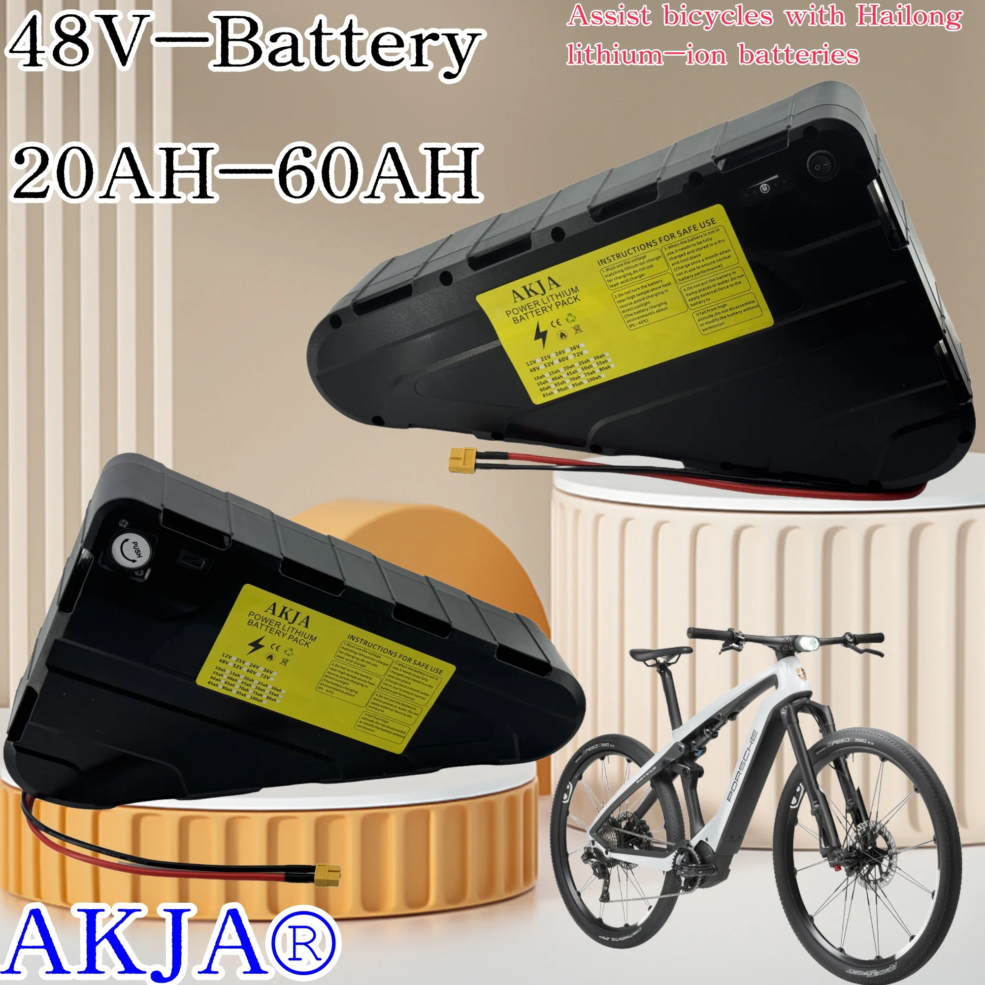 

Air fast transportation 48V60AH High Capacity Waterproof Hard Case Strong power battery pack 350W500W750W1000W triangle battery