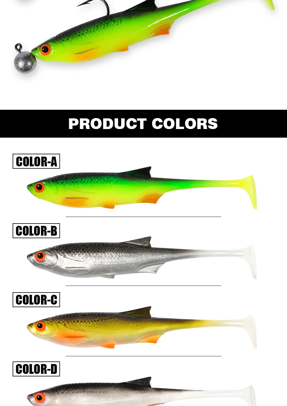 Hinweis Shad Bionic Soft Fishing Lure 11cm 8g Paddle Tail Swimbait Handgefertigter Köder Realistischer Köderfisch für Barsch, Hecht, Forelle, Raubfische – Detail 7