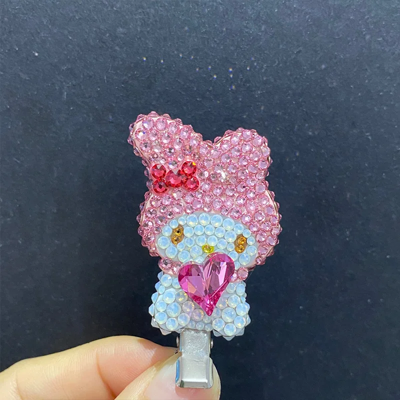 2024 New Sanrio Crystal Hairpin Kuromi My Melody Kawaii Star With Flash Diamond Sparkling Fairy Hairpin Girl's Birthday Gifts