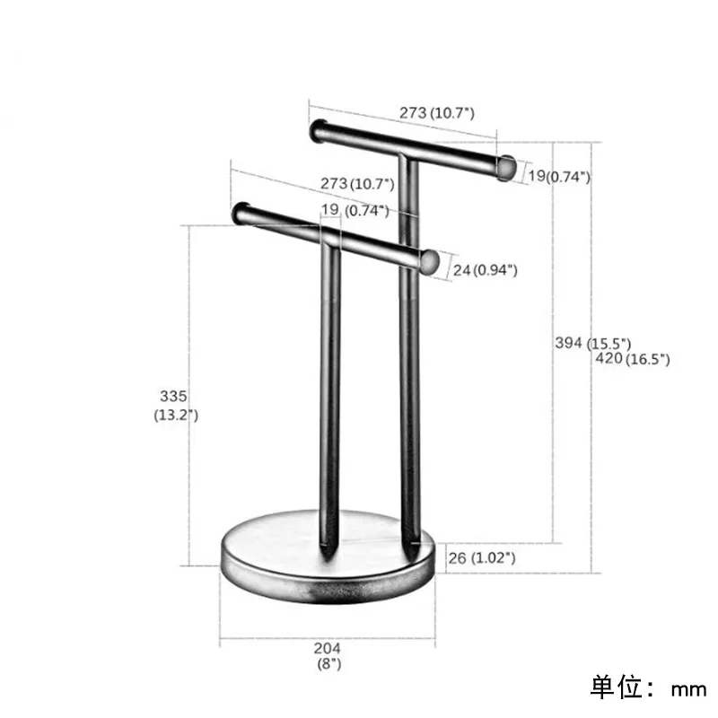 Double T-Shape Hand Towel Holder Stand with Weighted Base Countertop Towel Holder for Bathroom Standing Towel Rack