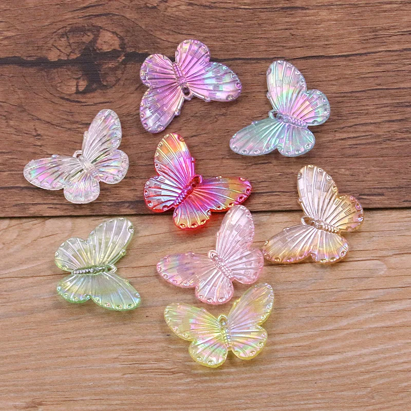 10pcs 8 Color 30*40MM Fashion Resin Gradient Butterfly Pendant Animal Charms For Woman Girls Cartoon Jewelry DIY Earrings