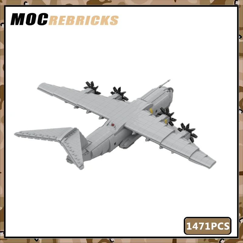 Military Series Air Force Transport Aircraft Airbus A400 M Atlas MOC Building Block Airplane Parts Brick Toy DIY Kid Puzzle Gift