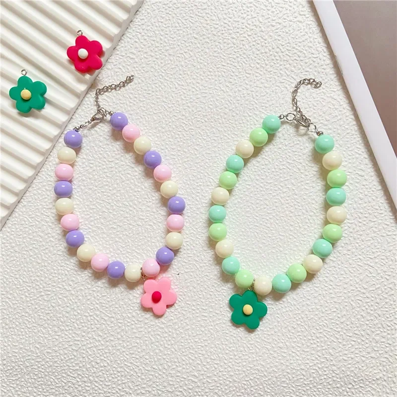 Cute Flower Pendant Pet Pearl Collar Dog Princess Necklace Cat Jewelry Collar Puppy Accessories Dog Chain Chihuahua Jewelry