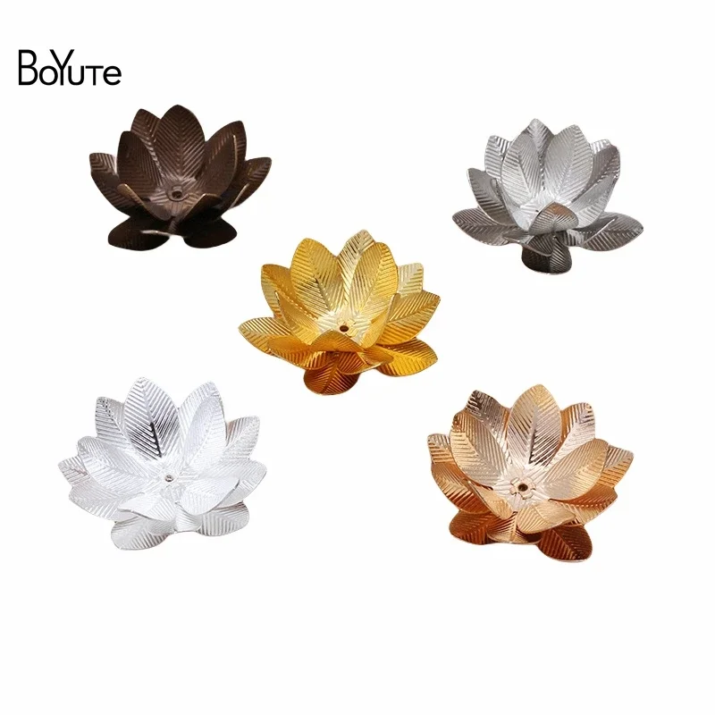 

BoYuTe (20 Pieces/Lot) 26MM Metal Brass Three-Layer Lotus Flower Materials Diy Handmade Jewelry Accessories Wholesale