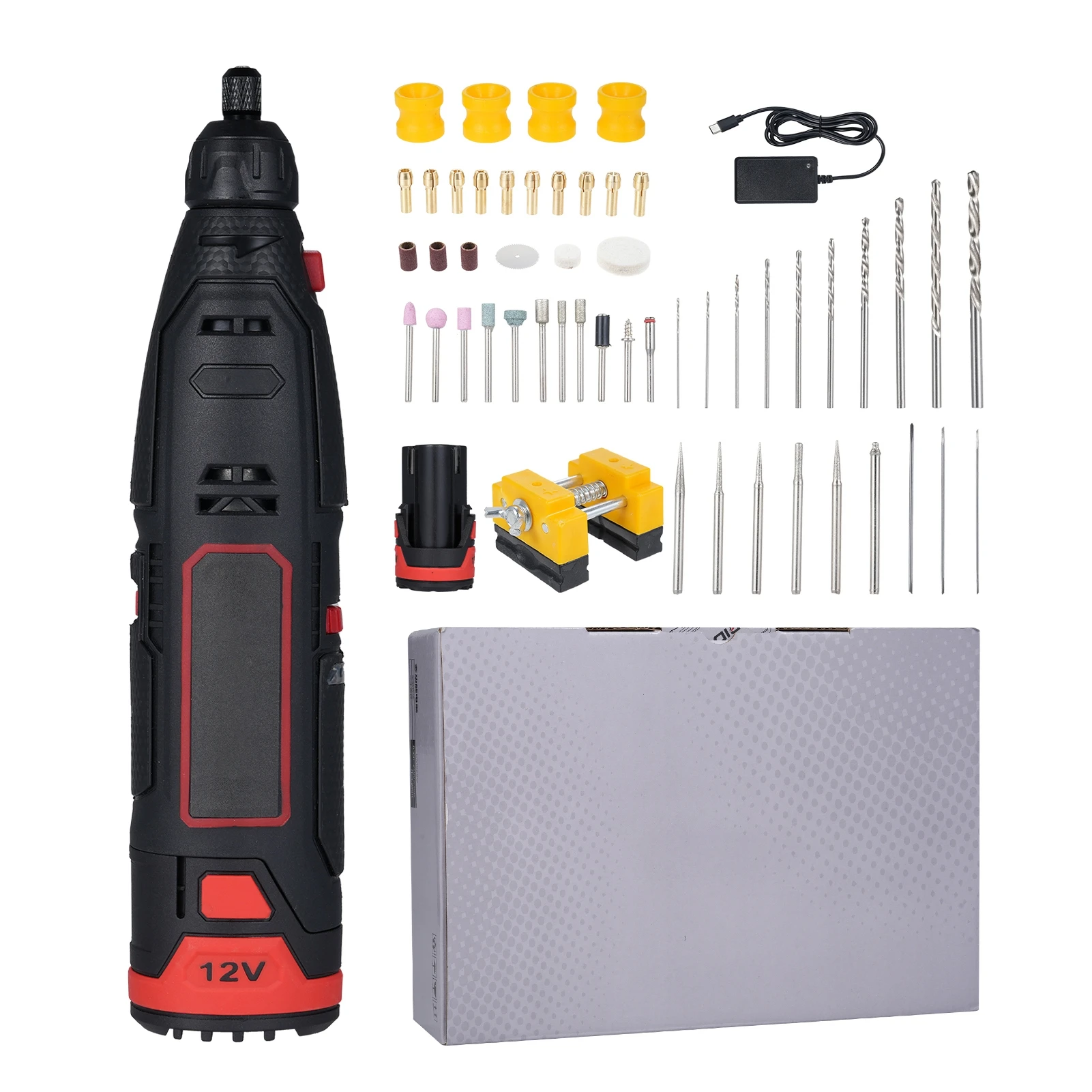 

Electric Grinder Cordless Tool 1-6 Gears+ Tool with Multi Accessory High Concentricity Efficient Heat Dissipati