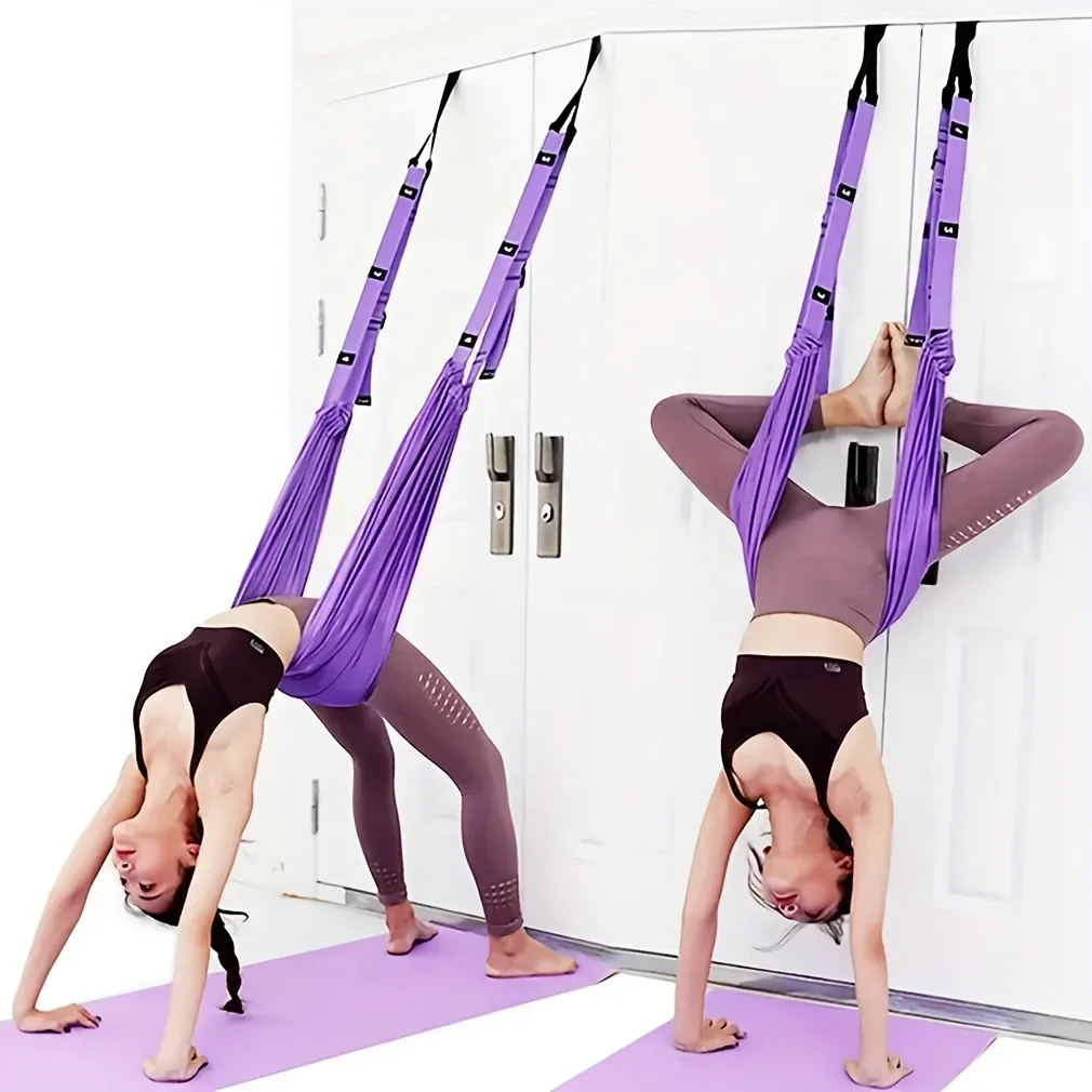 Una cinghia elastica universale per yoga con ancoraggio per porta, cinghia fitness in poliestere, elasticizzata per le gambe, danza assistita sulla schiena, balletto