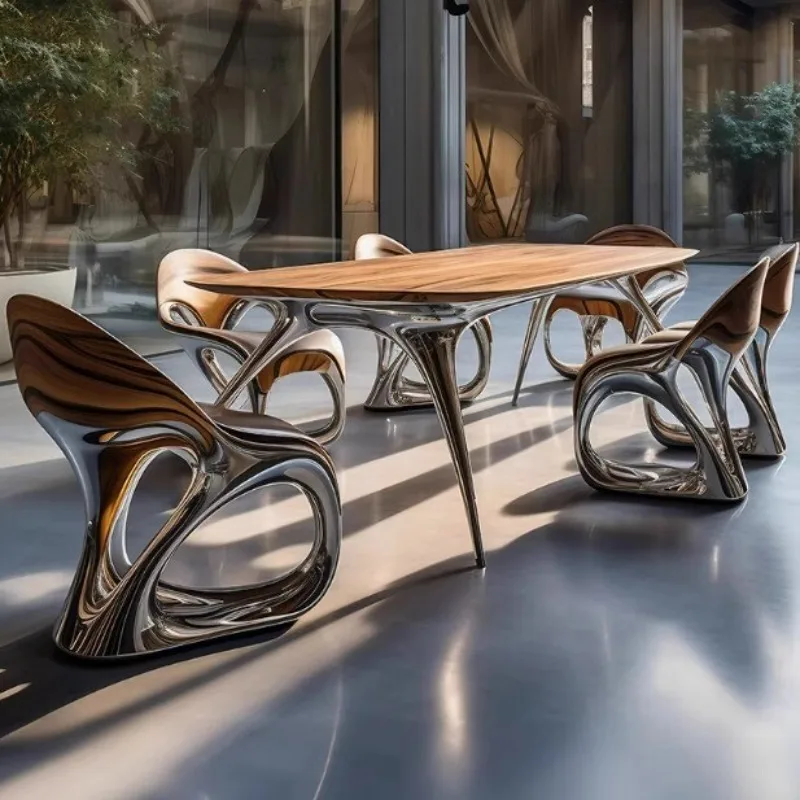 Modern light luxury fiberglass special-shaped curved office hotel high-end technology creative table