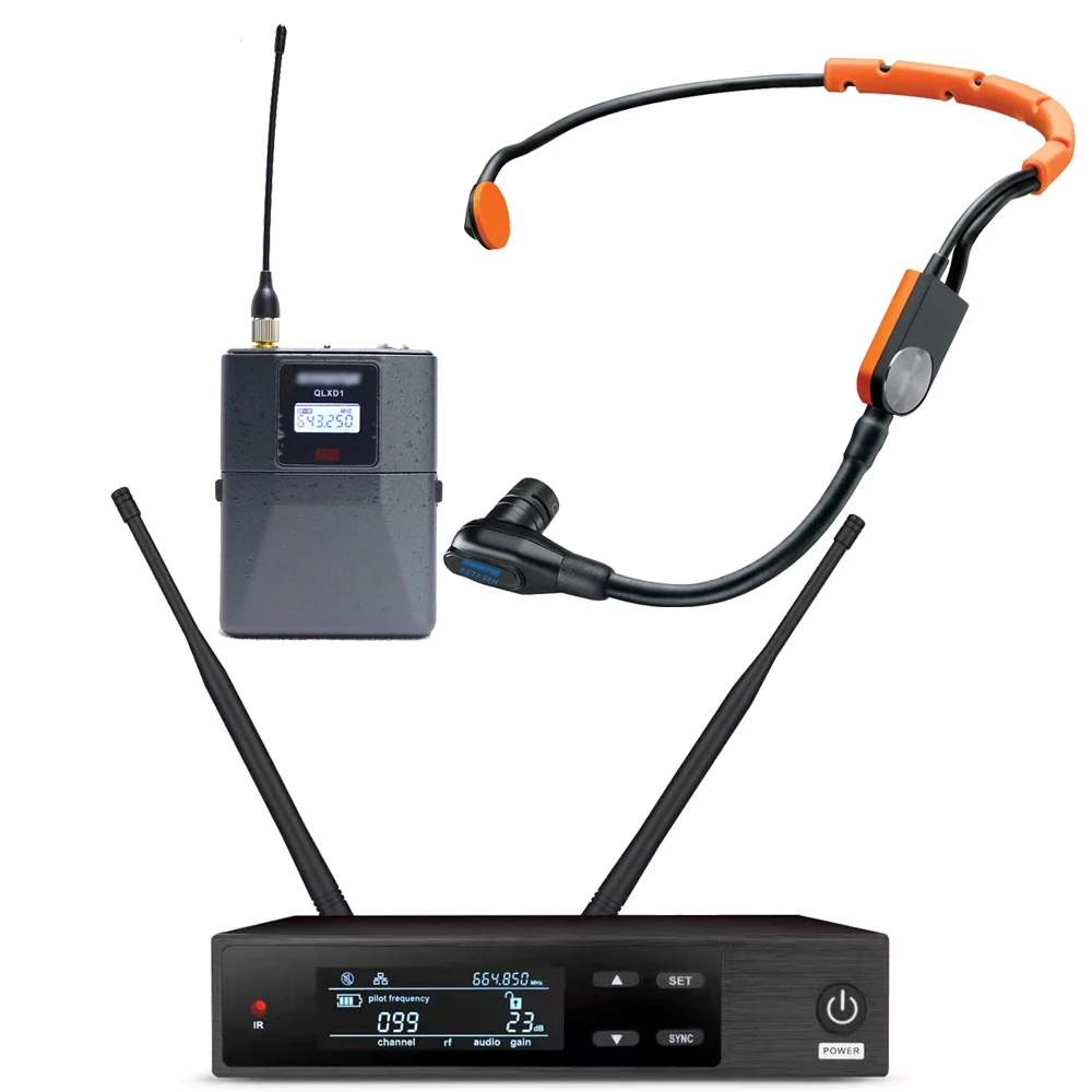 

Advanced True Diversity QLXD14 SM35 Headset Wireless Microphone System QLXD4 Receiver QLXD1 BeltPack B98 Cardioid Core