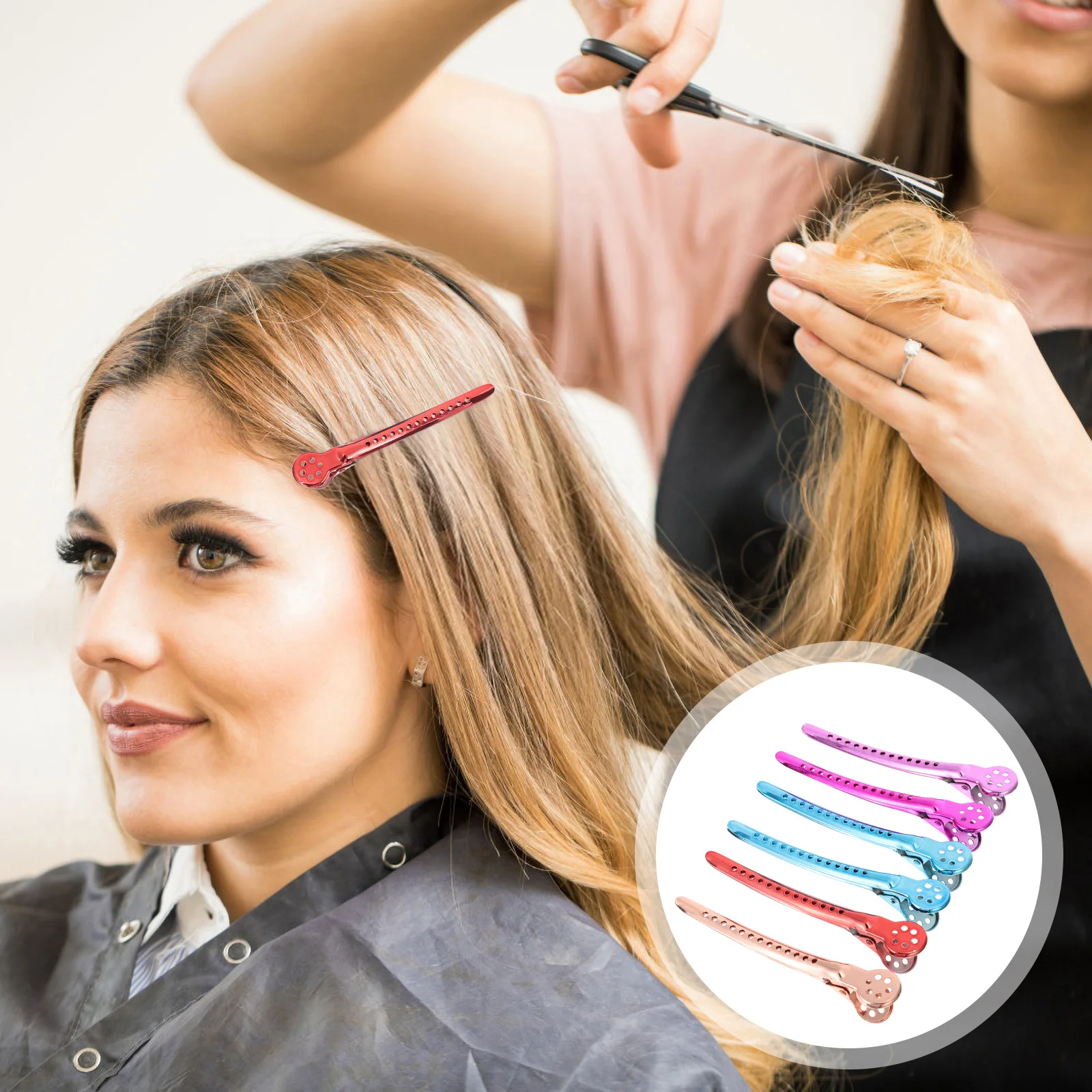 

6pcs Hair Clips Stainless Steel For Hair Styling Coloring Cutting Sectioning Salon Grade Tools Hairdressing Clip