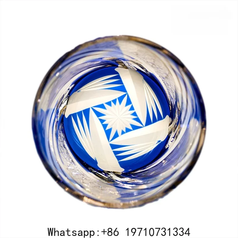 Handcrafted Japanese Cut Glass Whiskey Tumbler – Starry Night Pattern Crystal Rocks Glass, Gift Box