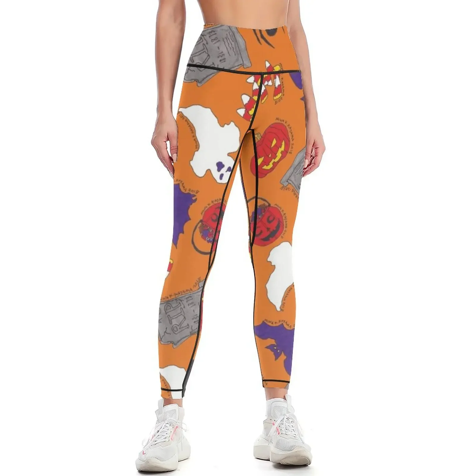 

Halloween Mix in Orange Leggings sport pants for girls gym clothing gym's clothing Womens Leggings