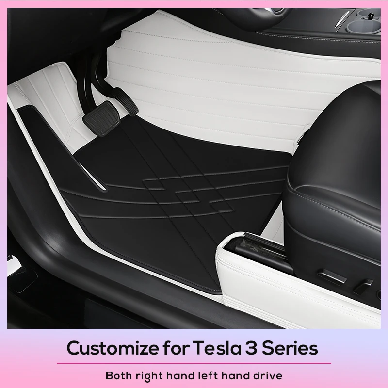 For Tesla Model 3 Custom Fit Car Accessories Floor Mat Interior Cowhide for Highland of 2024 for Front and Rear Seat