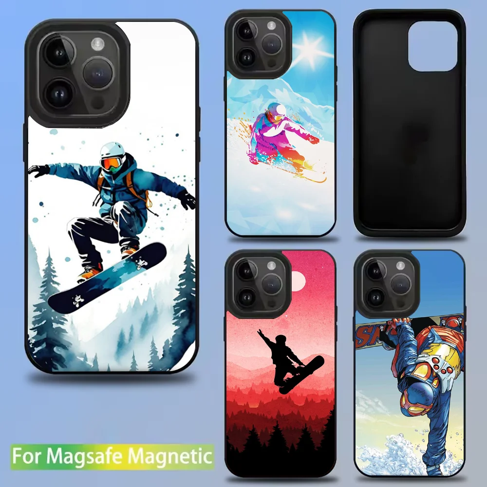 

Skiing Snow Snowboard Ski Phone Case For IPhone 16 15 14 13 12 11 Pro Mini Max Soft Magnetic Cover