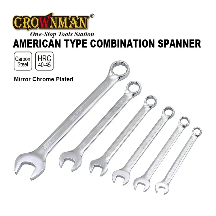 CROWNMAN  8-32mm American Style Carbon Steel Material Drop Forged Open End Combination Spanner Automotive Wrench