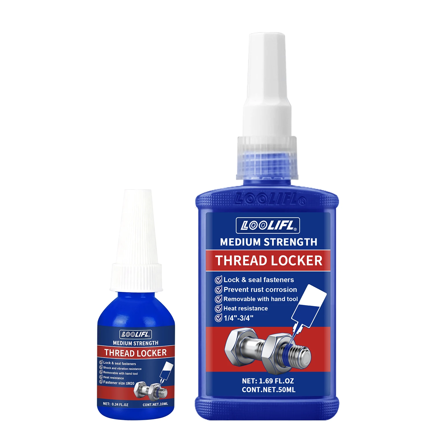 243 لاصق معدني قابل للفصل مع صواميل ومسامير ومثبتات متوسطة القوة لمنع التخفيف والتآكل #2