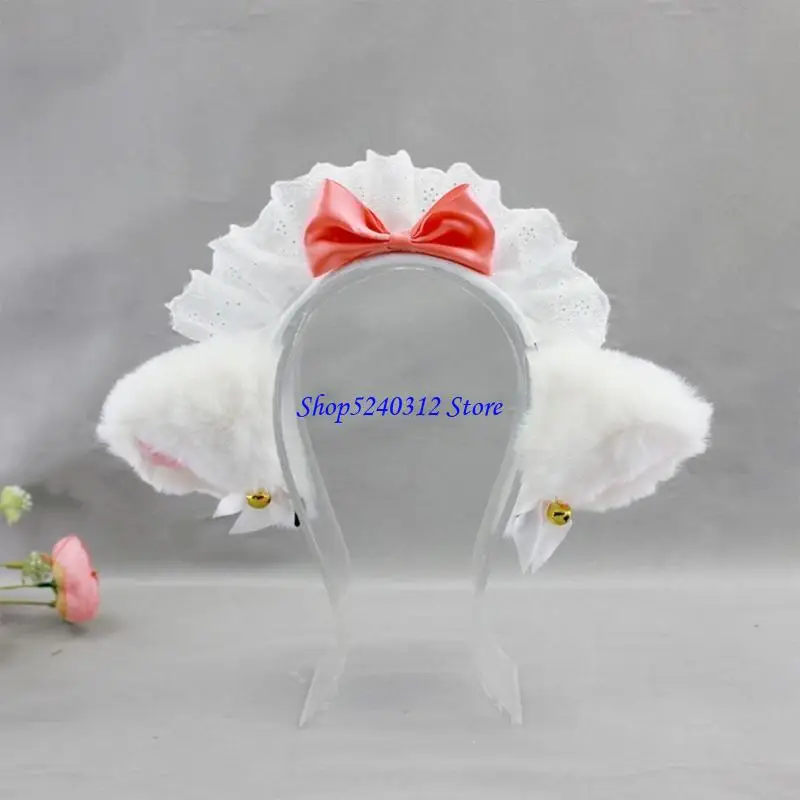 634C اليدوية أفخم القطط آذان Headbands Fauxs الفراء الذيل لجميع القديسين تأثيري ملابس تنكرية للحفلات اكسسوارات للأطفال الكبار #5