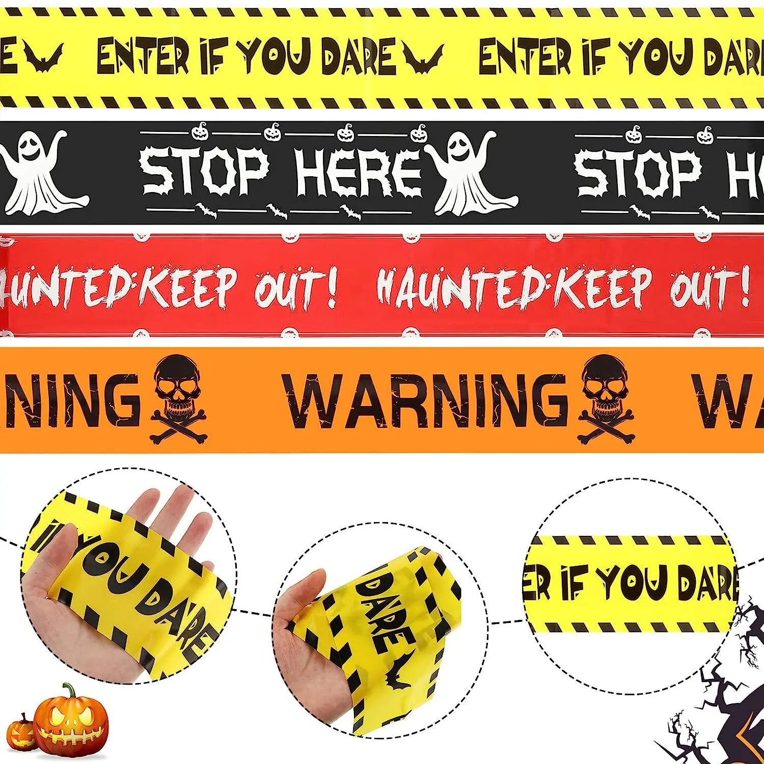 2024 Halloween Decoratie Waarschuwingstape Borden Halloween Prop Raam Feest Gevaar Waarschuwing Lline Halloween Decor Schrik Tape Bundel