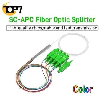 10pcs SC/APC 1X8 PLC Splitter Color 0.9mm Steel Tube 1m Fiber Optic Splitter FTTH Fiber Optic Connector 1*8 SC APC Free Shipp