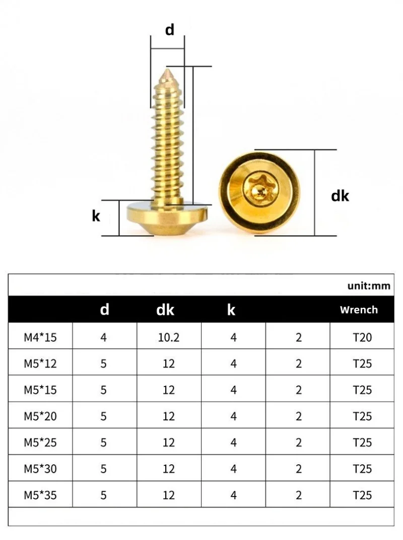 M4 M5 Tc4 Alloy Torx Hexalobular Socket Truss Pan Self-tapping Screw Motorcycle Decoration Refit Anti-theft Nail