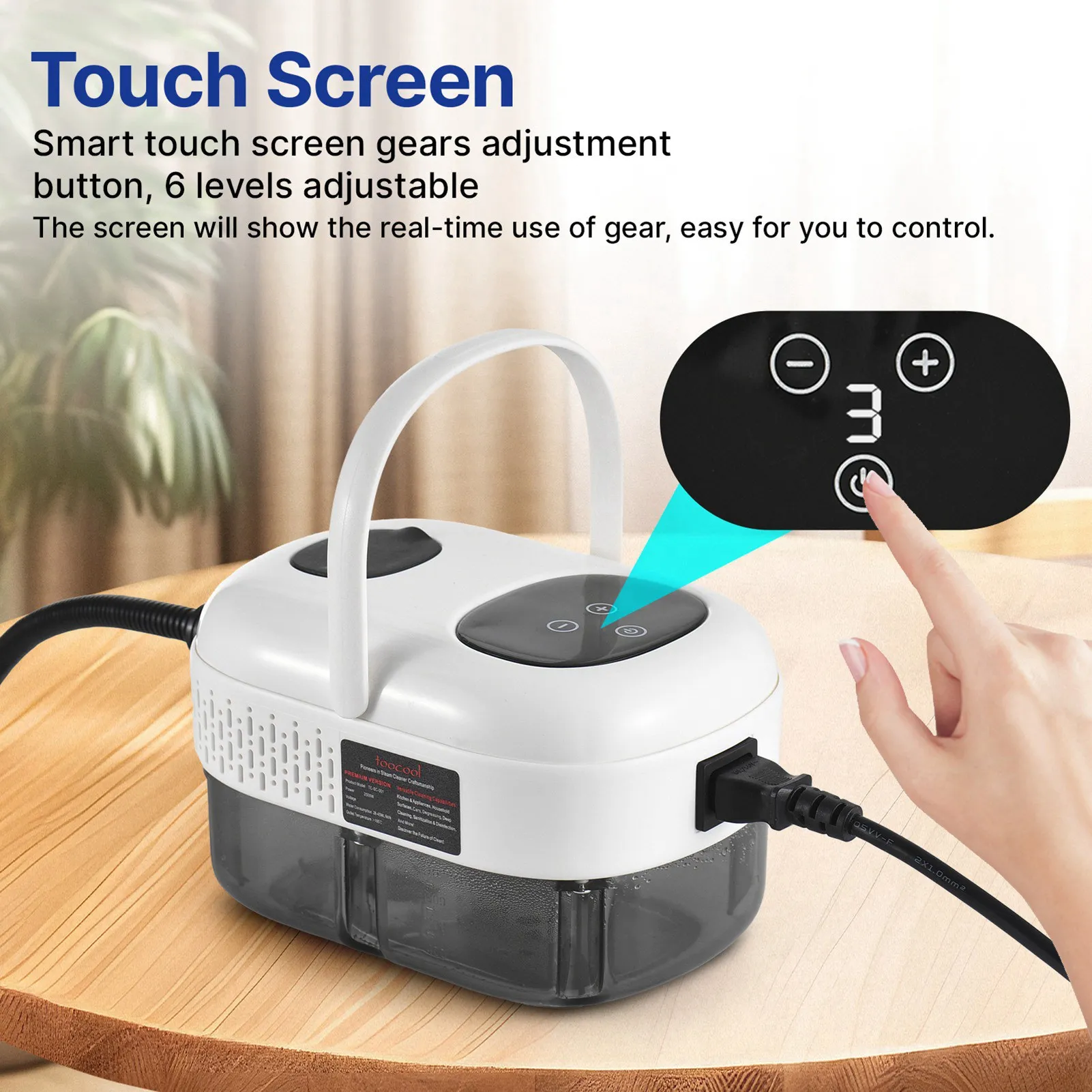 Multi Functional Handheld Steam Cleaner 2500W Ergonomic Handle Portable Smart Touch Screen 6 Levels Adjustable Steam Cleaner