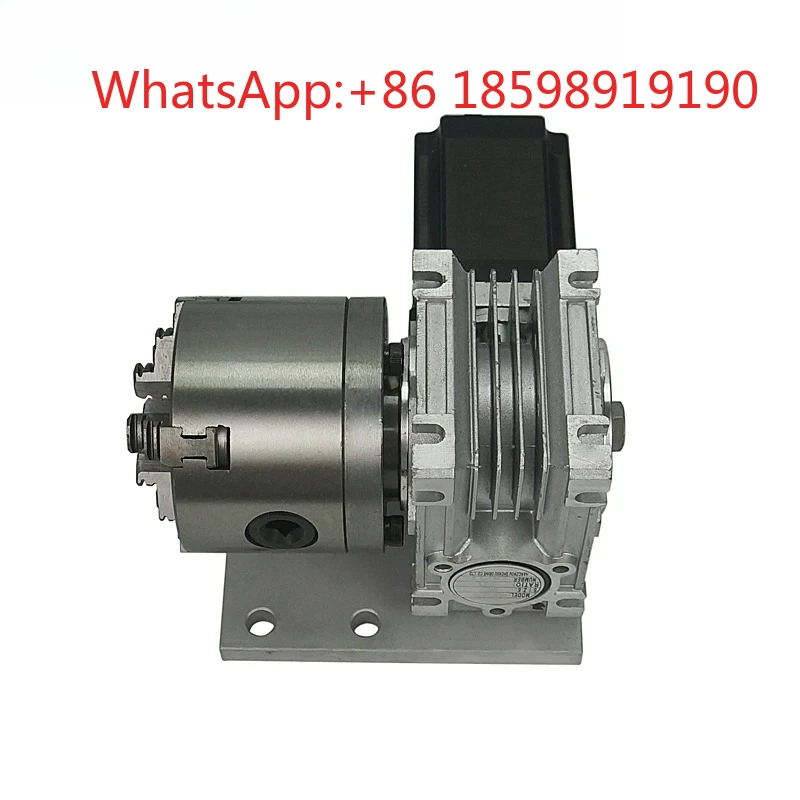 1PC silver fourth axis rotary shaft with tail top 57/86MM motor 80/100 130MM chuck 3/4 claw