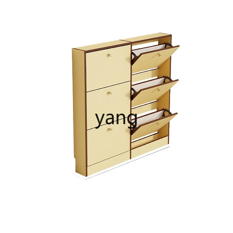 LMMmedieval shoe cabinet tipping bucket type upper wall double-layer storage retro porch shoe changing cabinet large capacity