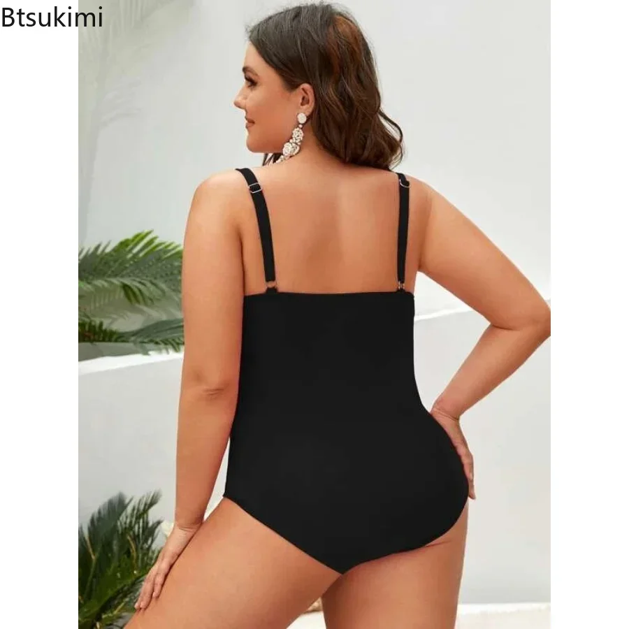 2024 Oversized Swimwear Pleated Hard Cup One Piece Bikini Solid Sexy Women's Swimsuit Push Up Surfing Suit Monokini Bathing Suit