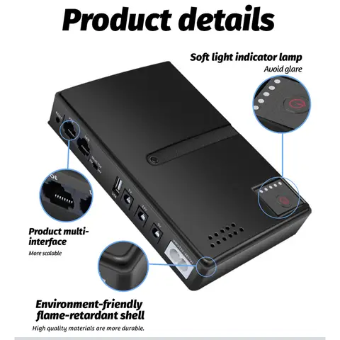 Avbrottsfri strömförsörjning 15V 24V POE 5V 9V 12V USB 18W utgång DC UPS Batteribackup för kamerarouter optiskt modem 10 best sales USB-UPS - №2