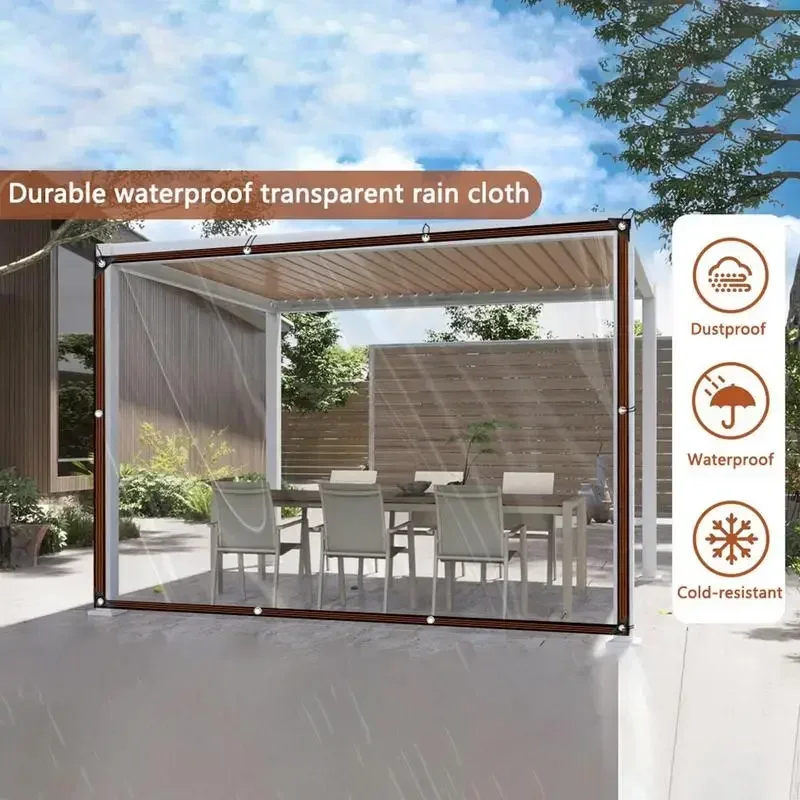 

Transparent Tarpaulin Pe Thick Waterproof Uv Tear Resistant Durable Plastic Vinyl Tarpaulin with Grommets Garden Rain Cover