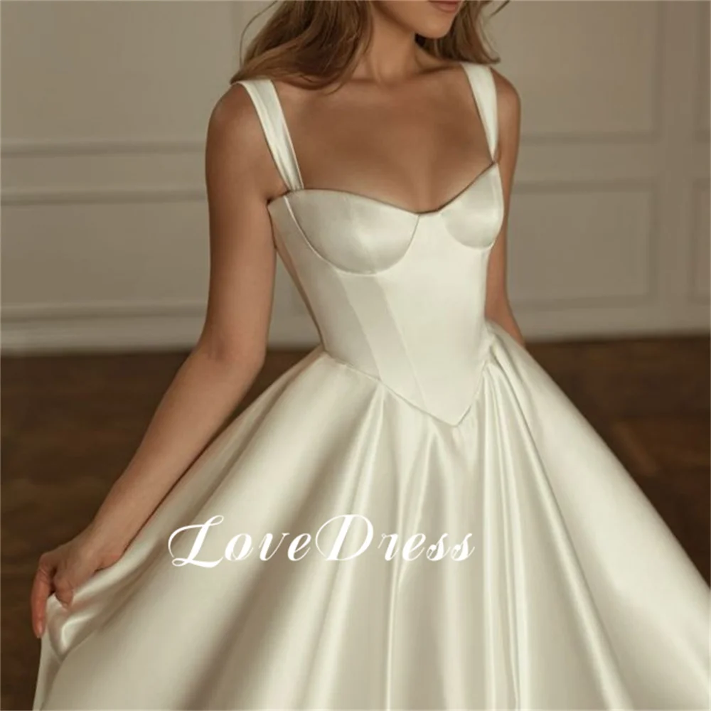 Customized Elegant A-Line Spaghetti Straps Stain Sweetheart Wedding Dresses Floor Length Sleeveless Ball Bridal Gowns Vestidos