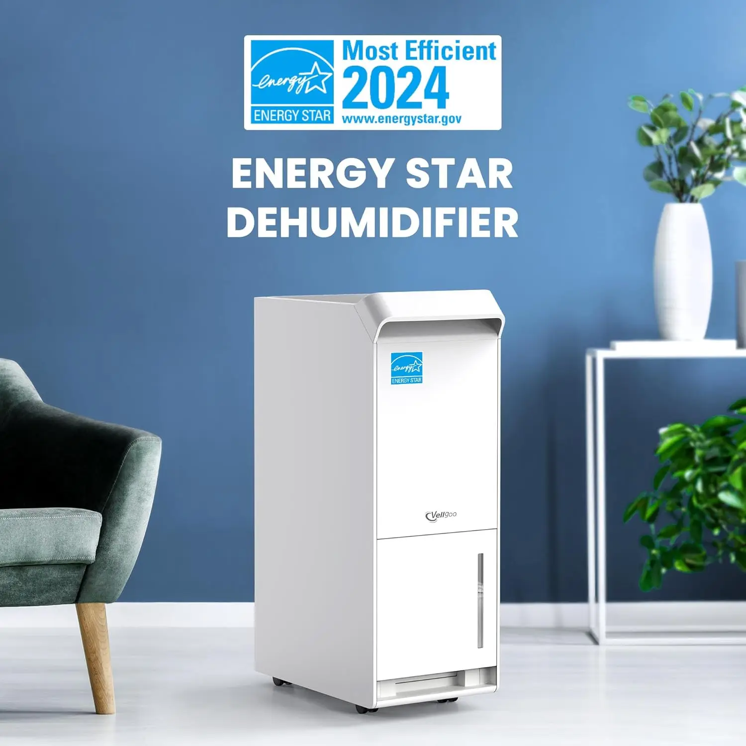 Basum dengan selang pembuangan, 52 Pint Series dehumidifier untuk rumah ruangan besar