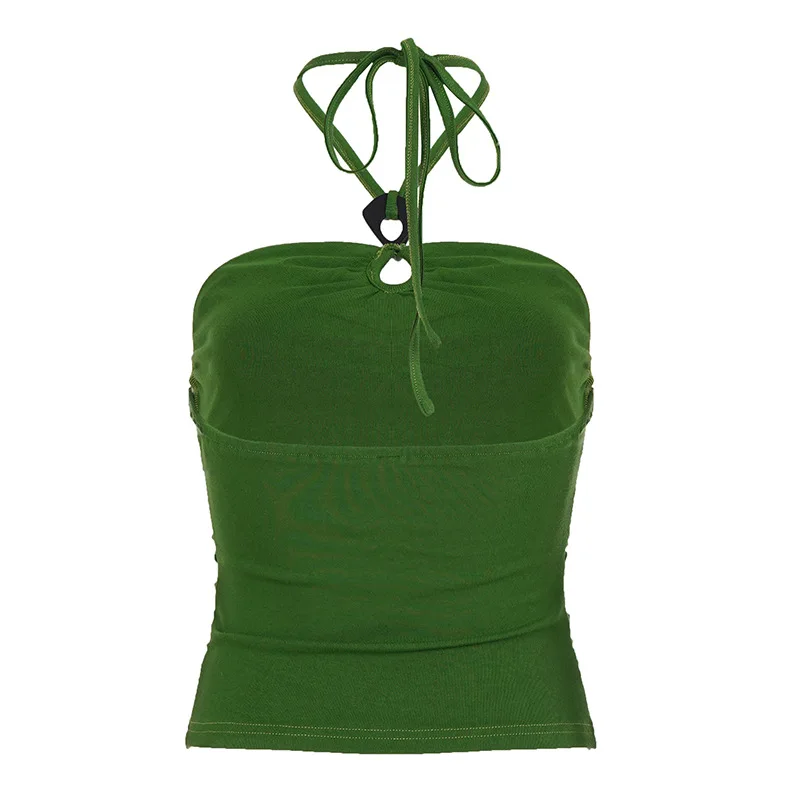 Sexy spicy girl fashion hollow out neck hanging strap women's fresh retro backless lace up top