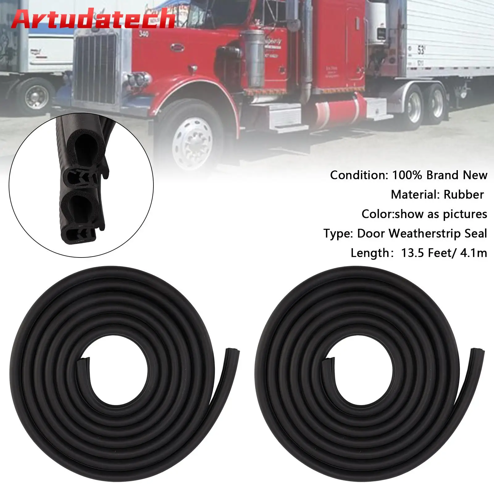 

Artudatech 2X 13.5 Ft Door Rubber Weatherstrip Seal For Peterbilt 359 370 377 379 380