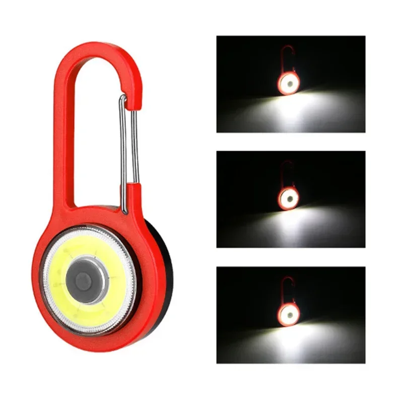 3 Modes COB LED Flashlight Carabiner Light Torch Portable Lanterna Keychain Hanging Backpack Lamp For Night Walking Camping