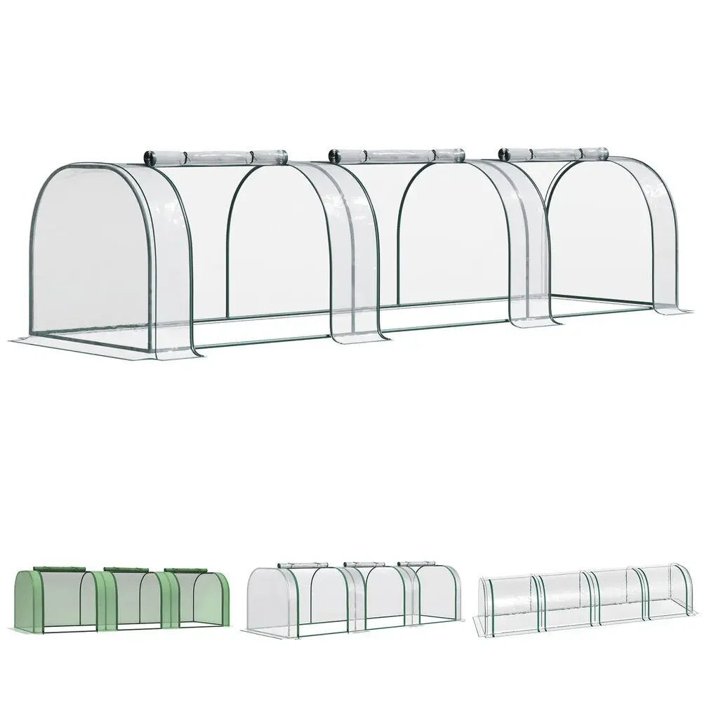 Large Transparent PVC Tunnel Greenhouse Green Grow House Steel