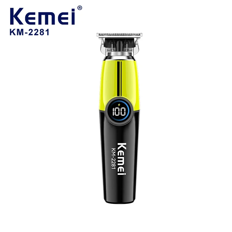 KEMEI KM-2281 Display digital inteligente portátil profissional masculino textura dois tons máquina de cortar cabelo