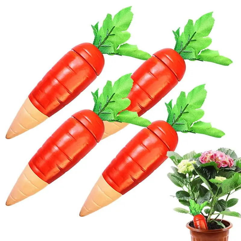 

Clay Watering Spikes 4pcs Automatic Watering Spikes Slow Drip System Vertical Watering Supplies Decorative Carrot Shape Planters