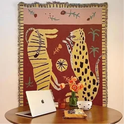 Textile City Ins Two Leopard Outdoor Camping Mat Home Decor Tapestry Throw Blanket Picnic Lawn Beach Damp Proof Retro Carpet