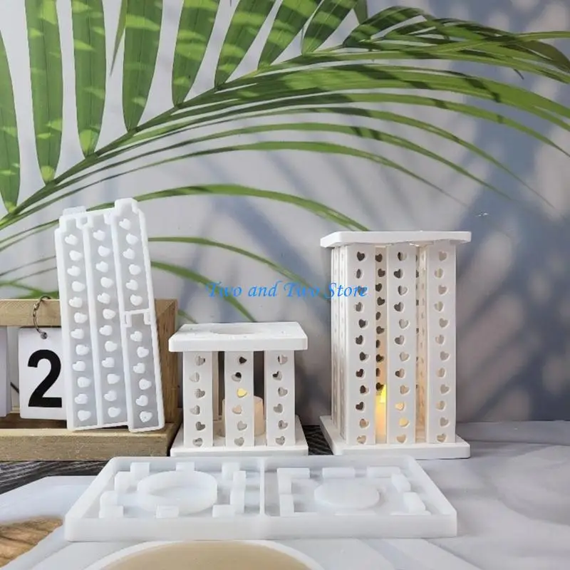 HX6F قالب حامل شمعة سيليكون قالب الشمعدان قوالب ديكورات المنزل الزخرفية #5