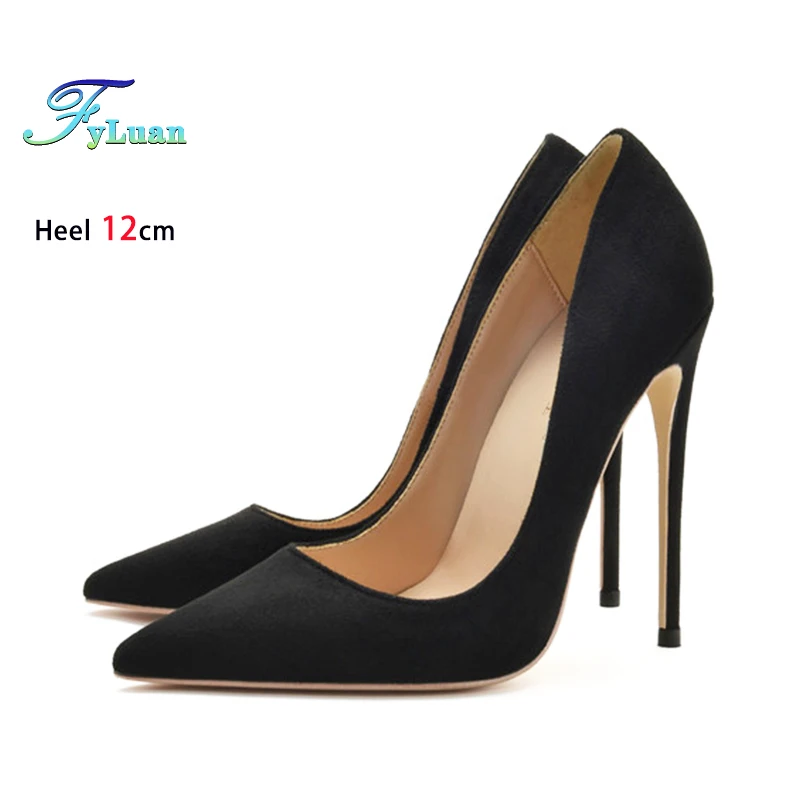 Elegante Sapatos de Escritório Boca Rila Clássicos Apontou Toe Stilettos 8CM 10CM 12CM Bombas de Salto Alto Camurça Feminina Plus Size 34-46