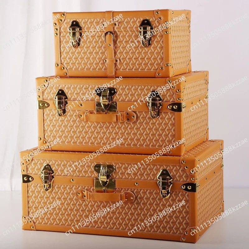 Retro Storage Boxes Set Living Room Organize Bin Cloakroom Square Storage Bins with Handle Home Decoration Organize Boxes